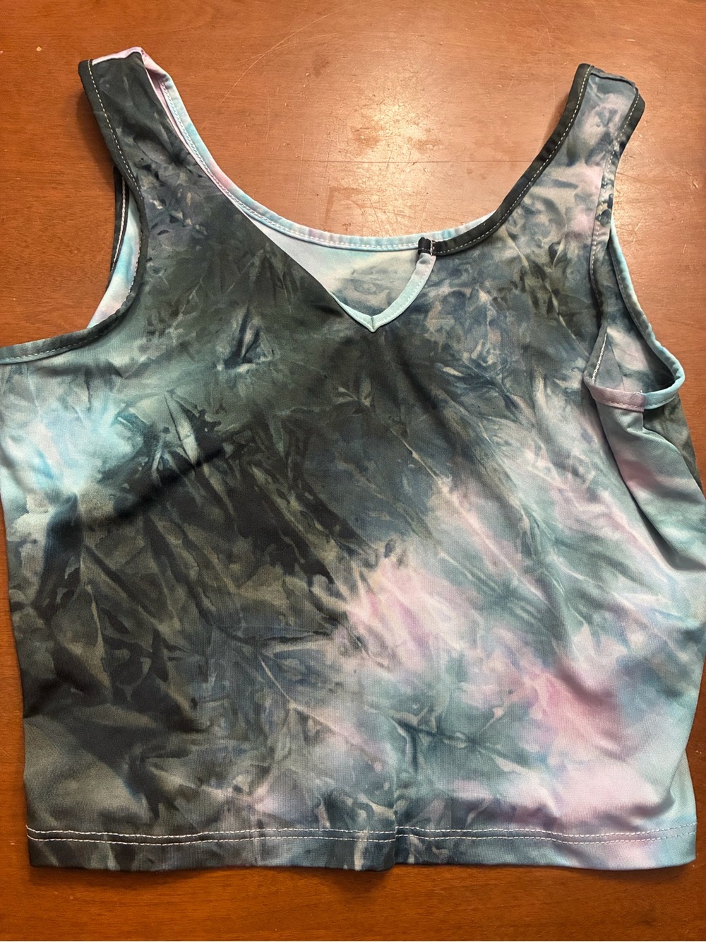 SHEIN Blue & Purple Tie-Dye Scoop Crop Tank
